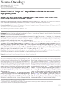 Cover page: Phase II trial of 7 days on/7 days off temozolmide for recurrent high-grade glioma