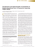 Cover page: Development and Implementation of Checklists for Routine Anesthesia Care