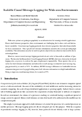 Cover page: Scalable Causal Message Logging for Wide-Area Networks