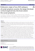 Cover page: Embryonic origin of two ASD subtypes of social symptom severity: the larger the brain cortical organoid size, the more severe the social symptoms