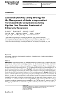 Cover page: Abciximab (ReoPro) Dosing Strategy for the Management of Acute Intraprocedural Thromboembolic Complications during Pipeline Flow Diversion Treatment of Intracranial Aneurysms