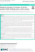 Cover page: Research priorities of women at risk for preterm birth: findings and a call to action.