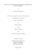 Cover page: Essays on Presidential and Congressional Oversight of the Executive Branch