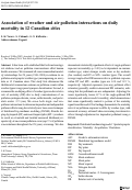 Cover page: Association of weather and air pollution interactions on daily mortality in 12 Canadian cities