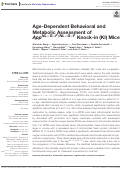 Cover page: Age-Dependent Behavioral and Metabolic Assessment of AppNL−G−F/NL−G−F Knock-in (KI) Mice