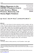 Cover page of Military Responses to the COVID-19 Pandemic Crisis in Latin America: Military Presence, Autonomy, and Human Rights Violations
