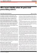 Cover page of Who bears liability when AI gives bad prescribing advice