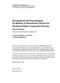 Cover page: Development And Experimental Evaluation Of Autonomous Vehicles For Roadway/vehicle Cooperative Driving