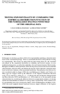 Cover page: Testing exponentiality by comparing the empirical distribution function of the normalized spacings with that of the original data.