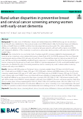 Cover page: Rural-urban disparities in preventive breast and cervical cancer screening among women with early-onset dementia.