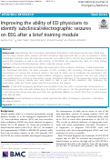 Cover page: Improving the ability of ED physicians to identify subclinical/electrographic seizures on EEG after a brief training module.