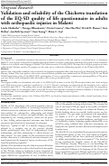 Cover page: Validation and reliability of the Chichewa translation of the EQ-5D quality of life questionnaire in adults with orthopaedic injuries in Malawi.