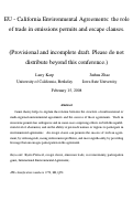 Cover page: EU-California Environmental Agreements: The Role of Trade in Emissions Permits and Escape Clauses