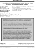 Cover page: Feasibility of Telesimulation and Google Glass for Mass Casualty Triage Education and Training