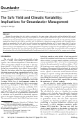 Cover page: The Safe Yield and Climatic Variability: Implications for Groundwater Management