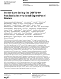 Cover page: Stroke Care during the COVID-19 Pandemic: International Expert Panel Review.