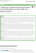 Cover page: “Scaling-out” evidence-based interventions to new populations or new health care delivery systems