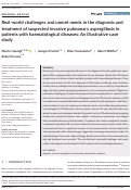 Cover page: Real‐world challenges and unmet needs in the diagnosis and treatment of suspected invasive pulmonary aspergillosis in patients with haematological diseases: An illustrative case study