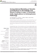 Cover page: Computational Modeling of Genetic Contributions to Excitability and Neural Coding in Layer V Pyramidal Cells: Applications to Schizophrenia Pathology