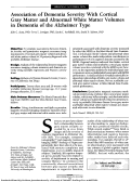 Cover page: Association of Dementia Severity With Cortical Gray Matter and Abnormal White Matter Volumes in Dementia of the Alzheimer Type