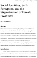 Cover page: Social Identities, Self-Perception, and the Stigmatization of Female Prostitutes