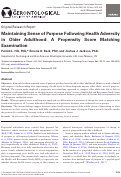 Cover page: Maintaining Sense of Purpose Following Health Adversity in Older Adulthood: A Propensity Score Matching Examination.