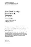 Cover page: Inter Vehicle Spacing: User's Manual (2 Diskettes Included)