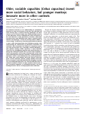 Cover page: Older, sociable capuchins (Cebus capucinus) invent more social behaviors, but younger monkeys innovate more in other contexts