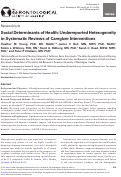 Cover page: Social Determinants of Health: Underreported Heterogeneity in Systematic Reviews of Caregiver Interventions