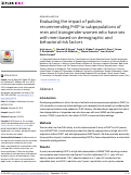 Cover page: Evaluating the impact of policies recommending PrEP to subpopulations of men and transgender women who have sex with men based on demographic and behavioral risk factors