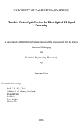 Cover page: Tunable electro-optic devices for fiber optical RF signal processing