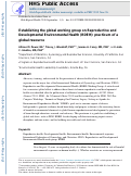 Cover page: Establishing the global working group on Reproductive and Developmental Environmental Health (RDEH)