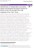 Cover page: Identification of independent association signals and putative functional variants for breast cancer risk through fine-scale mapping of the 12p11 locus