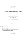 Cover page: Topics in Optimal Distributed Control