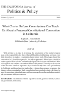 Cover page: What Charter Reform Commissions Can Teach Us About a Proposed Constitutional Convention in California