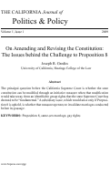 Cover page: On Amending and Revising the Constitution: The Issues behind the Challenge to Proposition 8