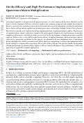Cover page: On the Efficacy and High-Performance Implementation of Quaternion Matrix Multiplication