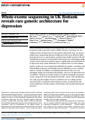 Cover page: Whole-exome sequencing in UK Biobank reveals rare genetic architecture for depression.