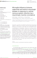 Cover page: Microglia influence immune responses and restrict neurologic disease in response to central nervous system infection by a neurotropic murine coronavirus.