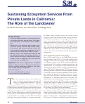 Cover page: Sustaining Ecosystem Services From Private Lands in California: The Role of the Landowner