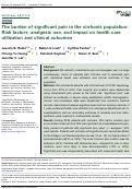 Cover page: The burden of significant pain in the cirrhosis population: Risk factors, analgesic use, and impact on health care utilization and clinical outcomes