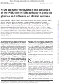 Cover page: PTEN promoter methylation and activation of the PI3K/Akt/mTOR pathway in pediatric gliomas and influence on clinical outcome