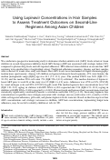 Cover page: Using Lopinavir Concentrations in Hair Samples to Assess Treatment Outcomes on Second-Line Regimens Among Asian Children.