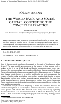 Cover page: The World Bank and Social Capital: Contesting the Concept in Practice