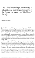 Cover page: The Tribal Learning Community &amp; Educational Exchange: Examining the Space between the "Us-Them" Binary