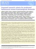 Cover page: Proposed research criteria for prodromal behavioural variant frontotemporal dementia