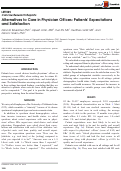 Cover page: Alternatives to Care in Physician Offices: Patients’ Expectations and Satisfaction