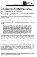 Cover page: What enhances the development of emotion understanding in young children? A longitudinal study of interpersonal predictors