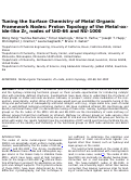 Cover page: Tuning the Surface Chemistry of Metal Organic Framework Nodes: Proton Topology of the Metal-Oxide-Like Zr<sub>6</sub> Nodes of UiO-66 and NU-1000.