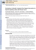 Cover page: Developing a Culturally Competent Peer Support Intervention for Spanish-speaking Latinas with Breast Cancer